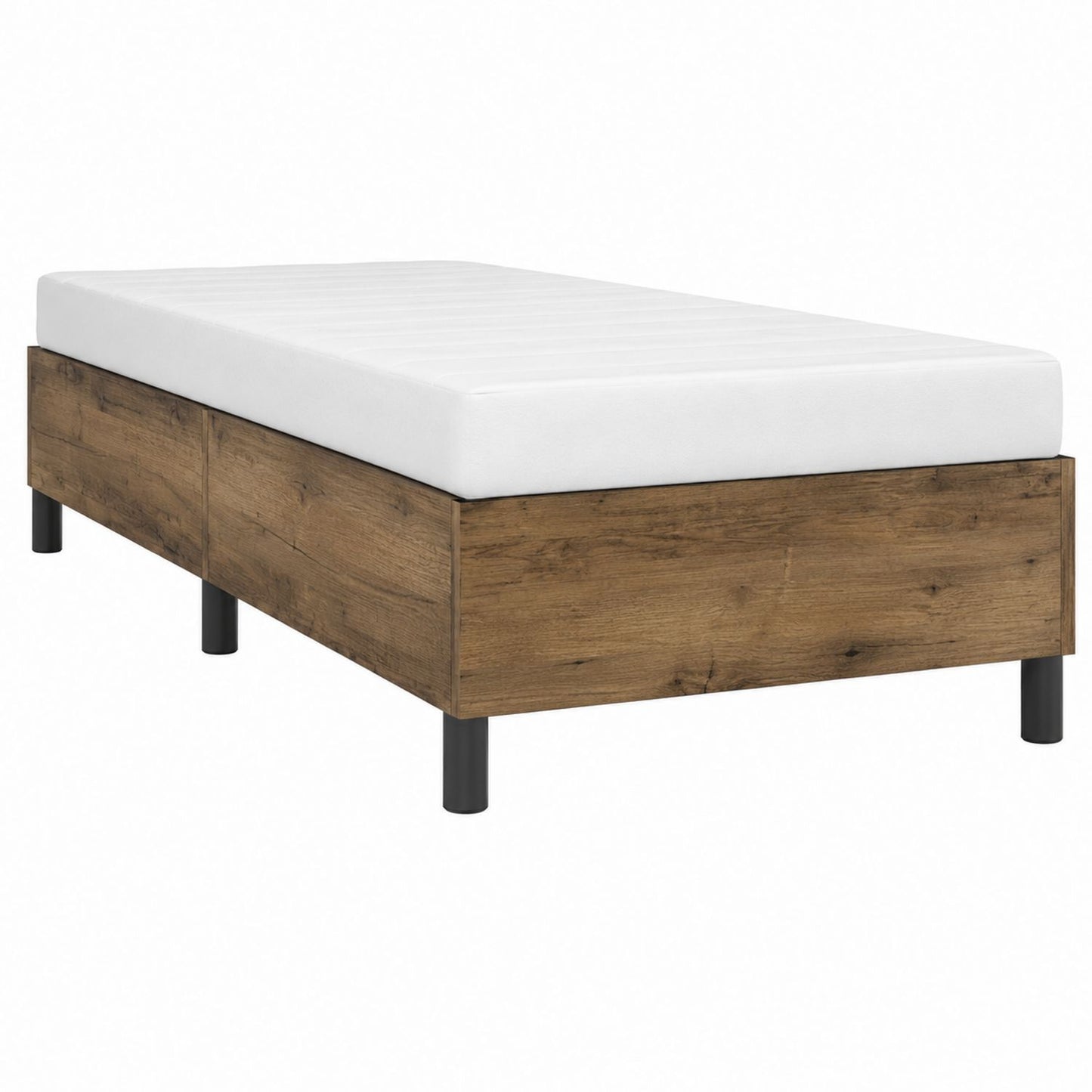 Wood Twin Bed Frame with Mattress Oak Finish 200x90 cm