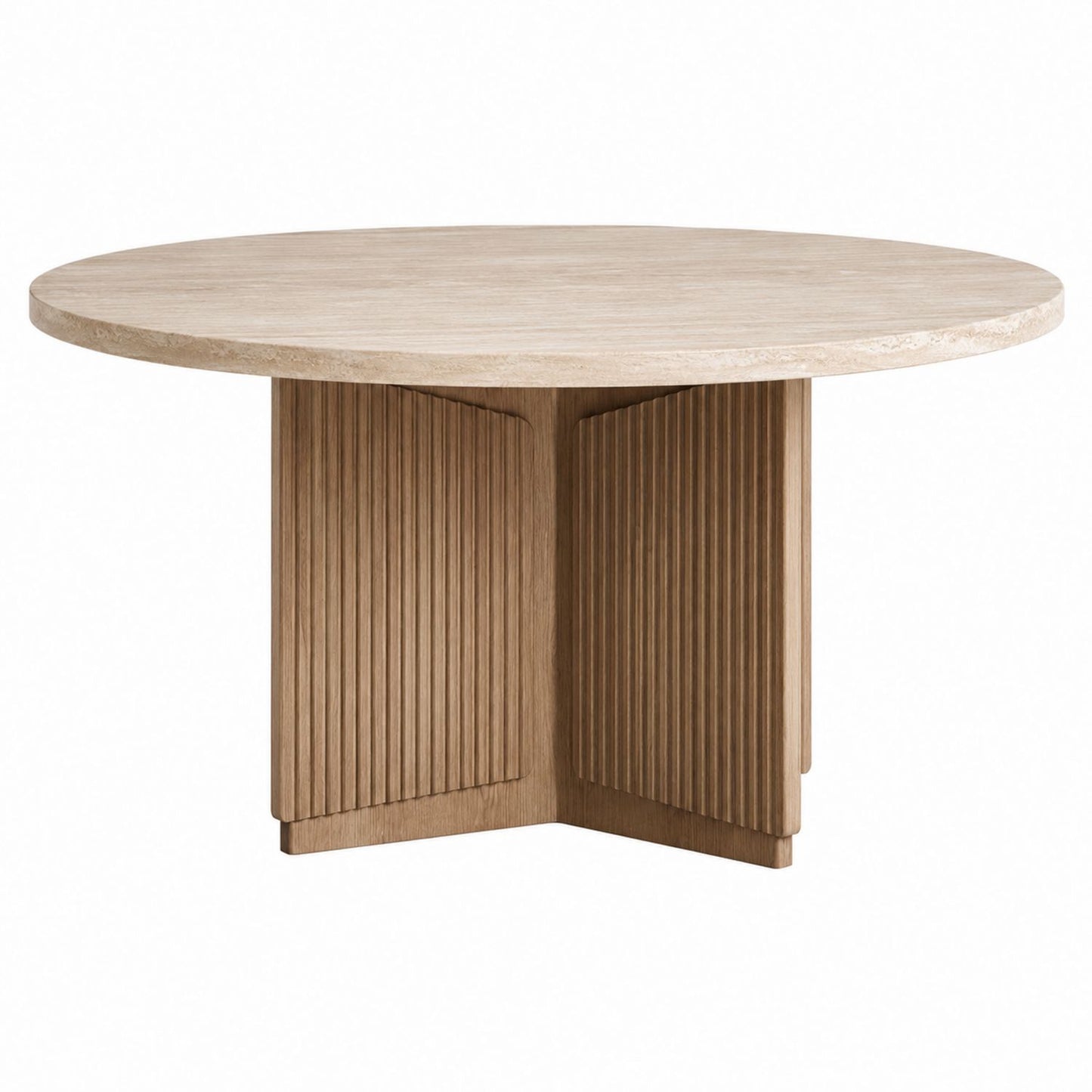 Travertine Dining Table with Oak Base 120cm