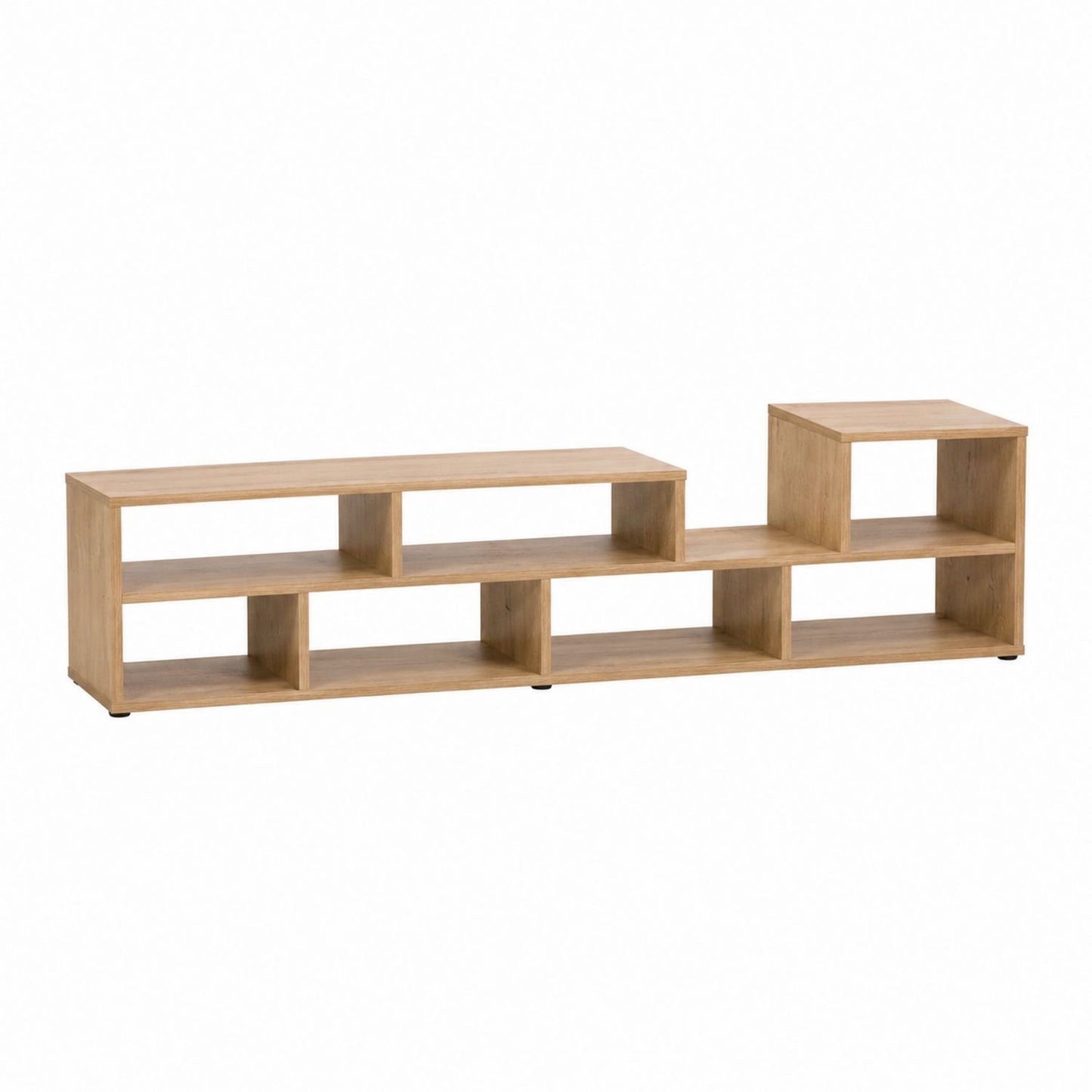Wooden TV Stand with Open Shelving Natural Finish 200x50x60 cm