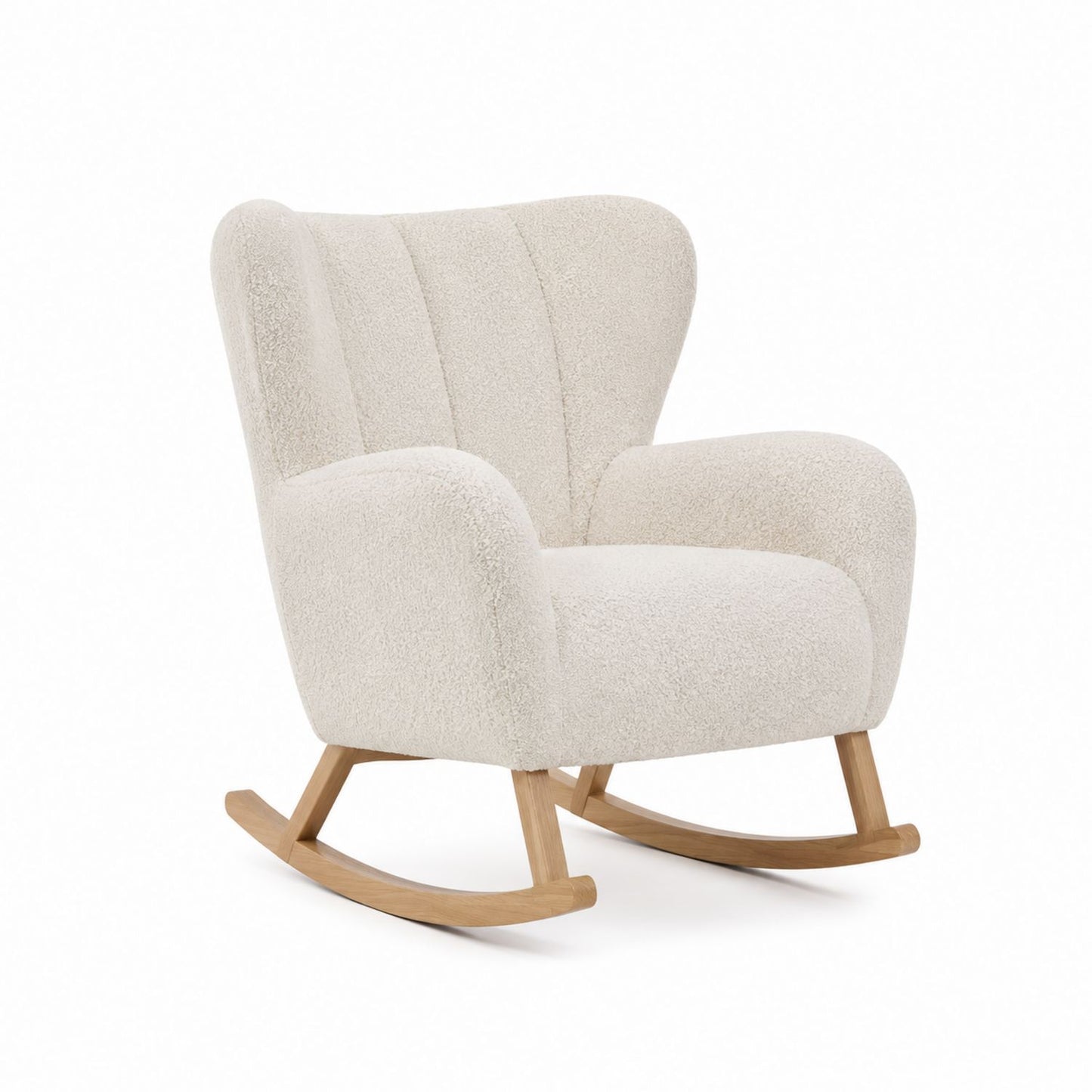 Ivory Sherpa Rocking Chair with Wooden Legs