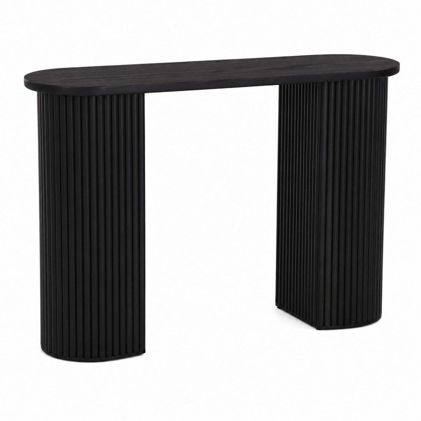 Black MDF Console Table with Fluted Base, Oval 120cm