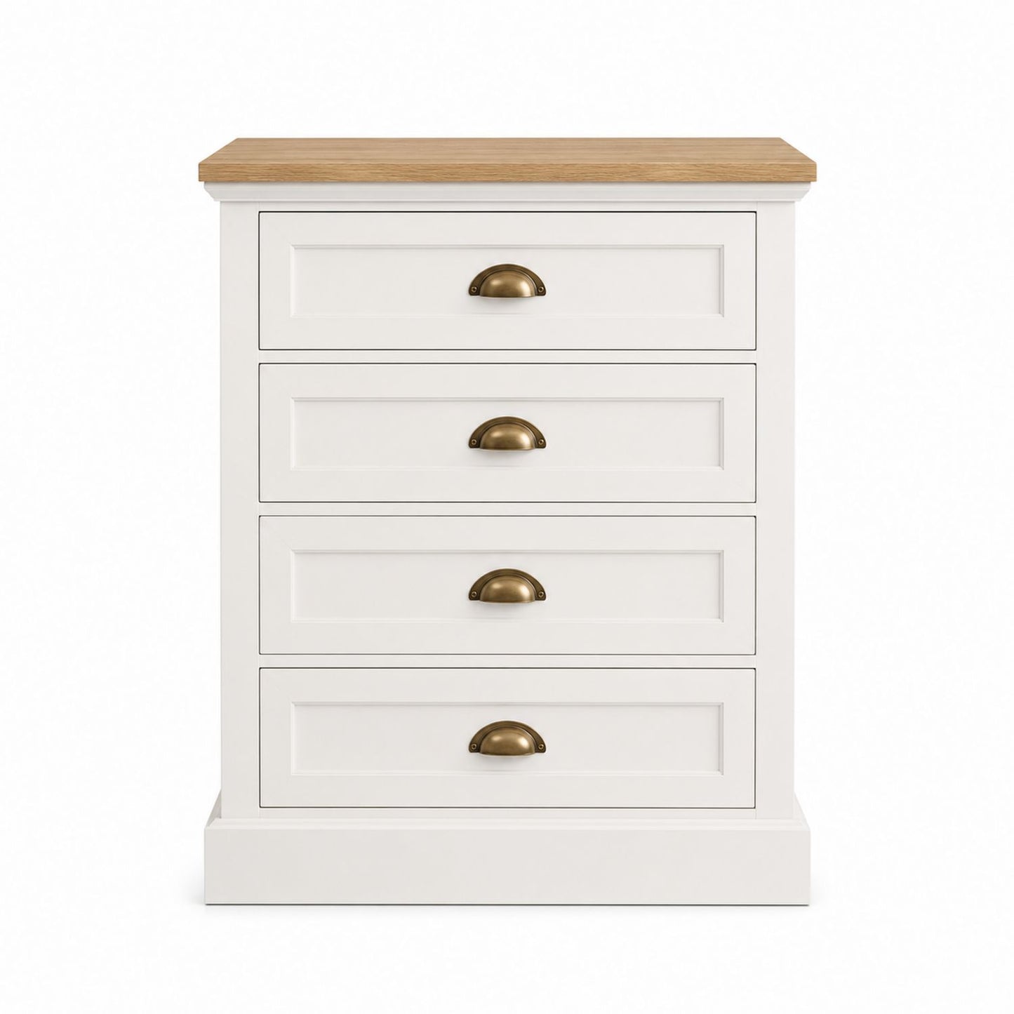 Wood Nightstand with Four Drawers White and Oak