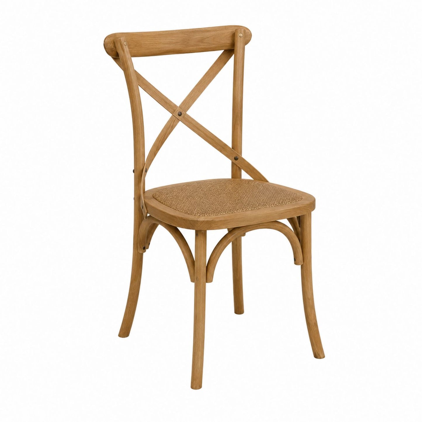 Oak Wood Dining Chair with Rattan Seat