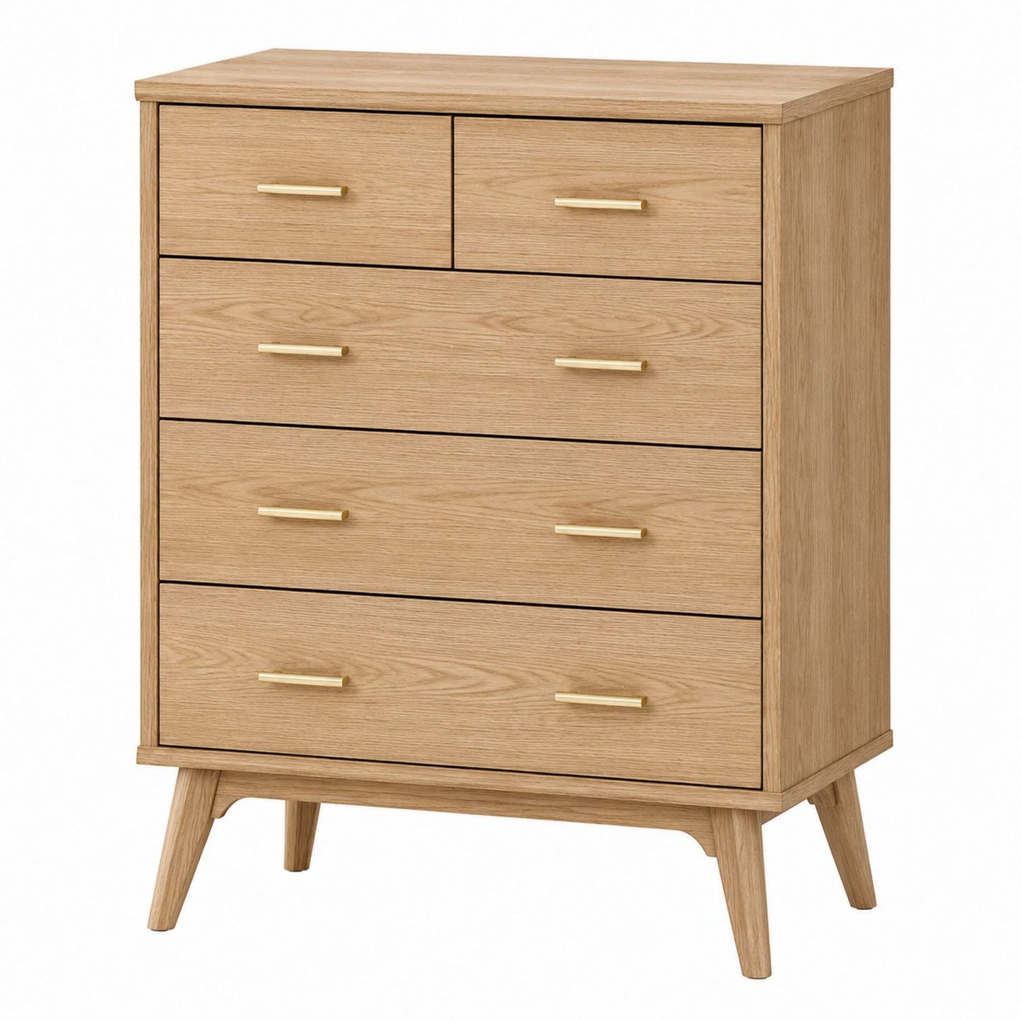 Wooden Chest of Drawers with 5 Metal Handles 80cm x 40cm x 120cm
