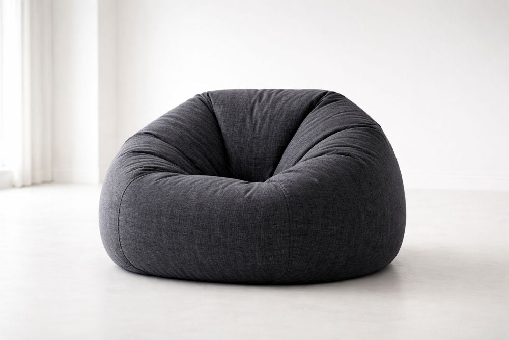 Dark Gray Linen Bean Bag Chair 80x80x50 cm