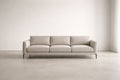 Beige Fabric Three-Seater Sofa with Metal Legs