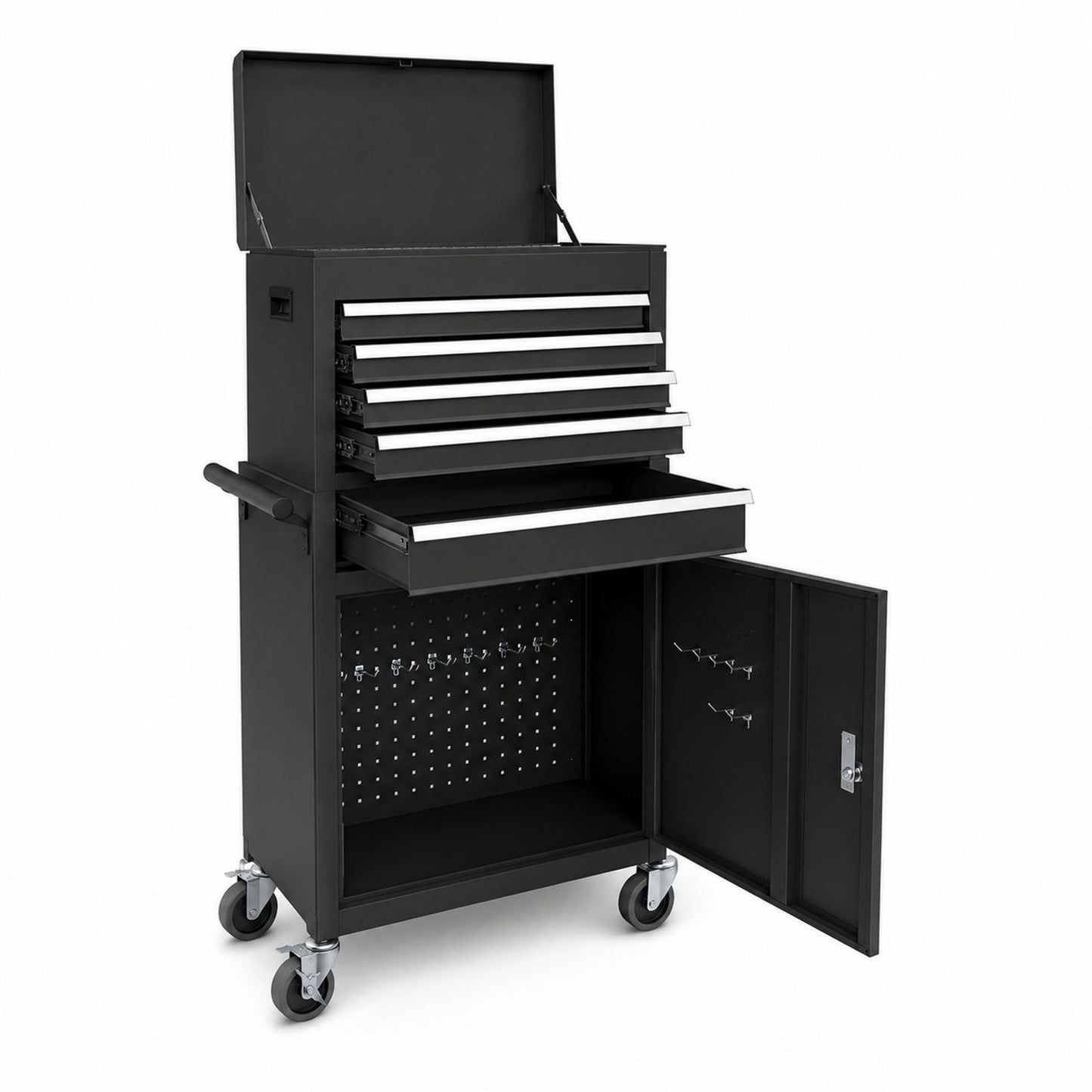 Metal Rolling Tool Cart with 5-Drawer and Cabinet