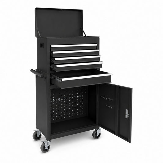 Metal Rolling Tool Cart with 5-Drawer and Cabinet