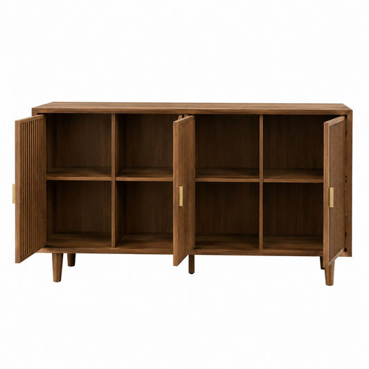 Walnut Storage Cabinet with Shelves and Doors 31.5in x 59in x 15.75in