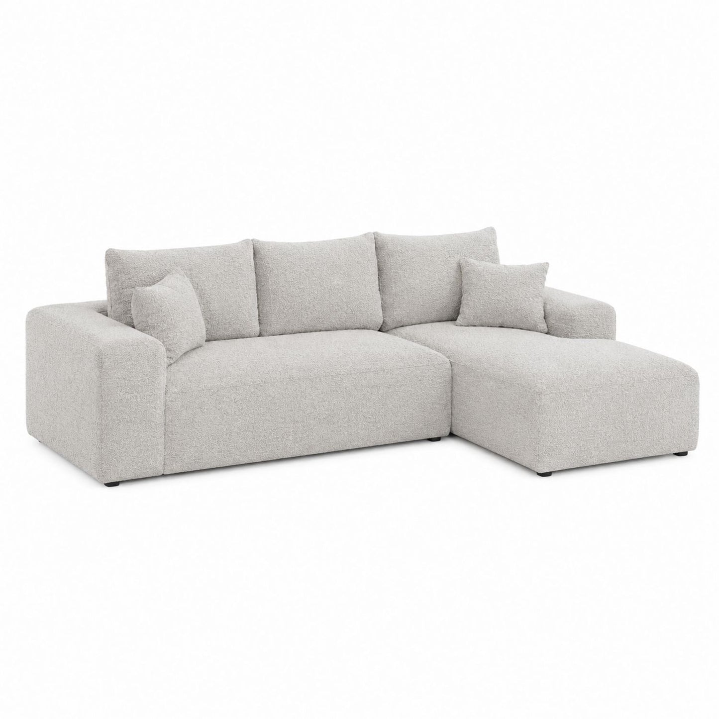 Sectional Sofa Polyester Fabric Light Gray Right Facing L-Shaped 245cm x 160cm x 85cm