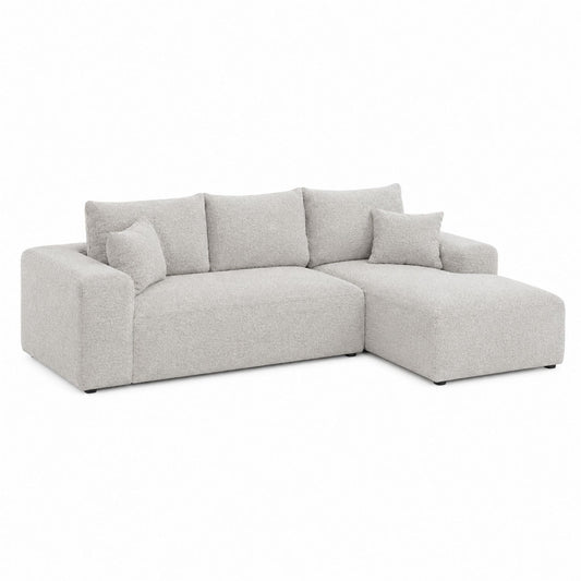 Sectional Sofa Polyester Fabric Light Gray Right Facing L-Shaped 245cm x 160cm x 85cm