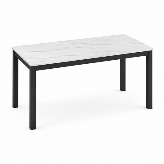 Rectangular Marble Effect Dining Table with Metal Legs 180cm x 90cm