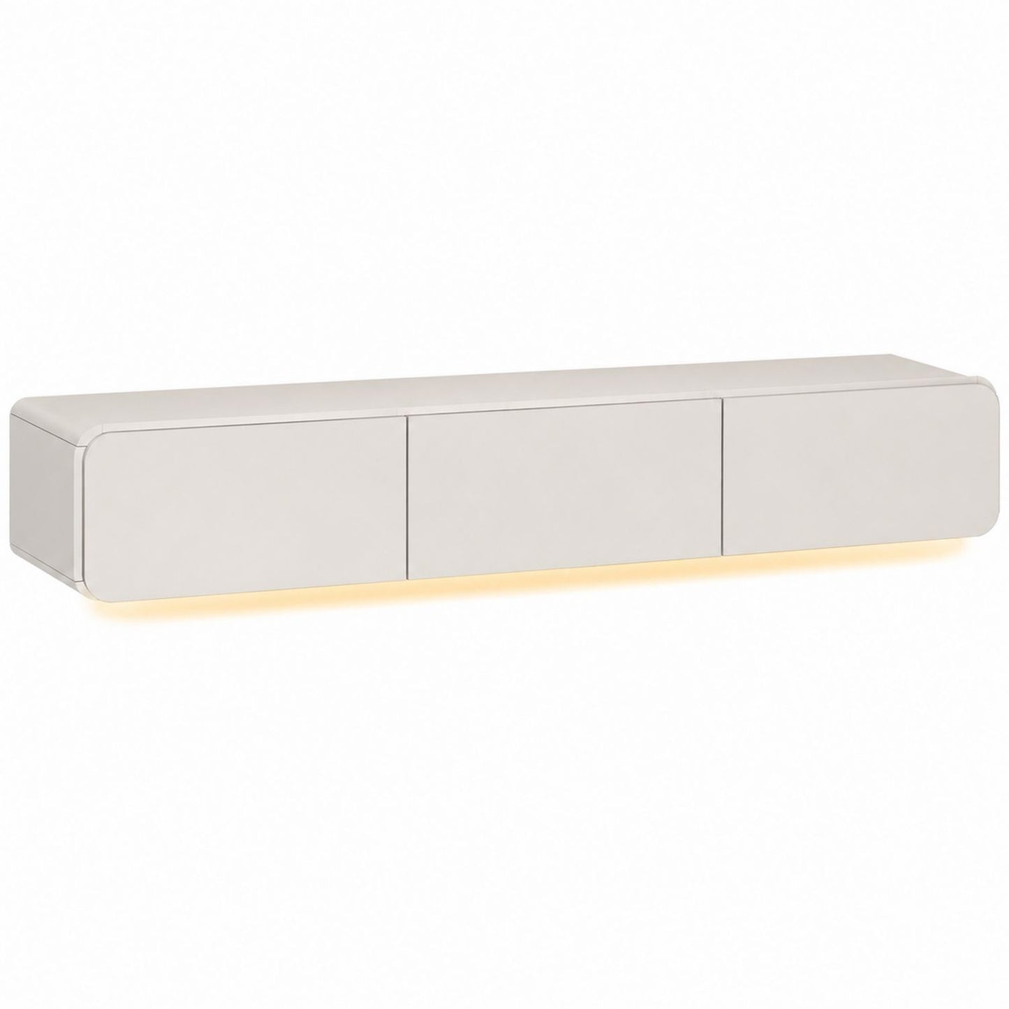 Wall-Mounted TV Stand MDF White with LED Lighting 180 cm