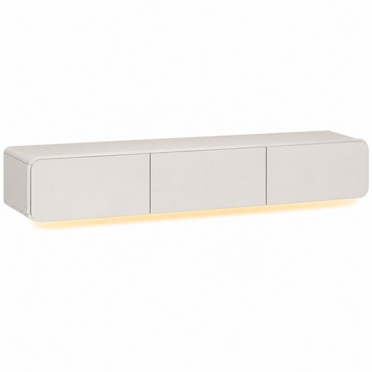 Wall-Mounted TV Stand MDF White with LED Lighting 180 cm