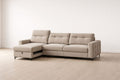 Beige Fabric Sectional Sofa with Chaise and Storage