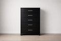 Black 5-Drawer Wooden Dresser with Metal Handles