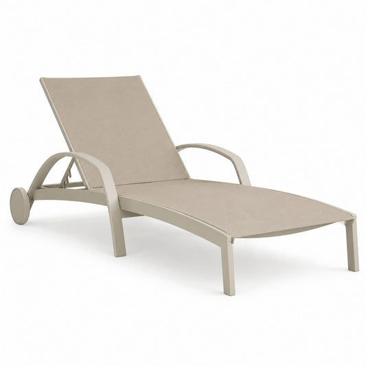 Outdoor Aluminum Sun Lounger Adjustable Backrest Beige 195 cm