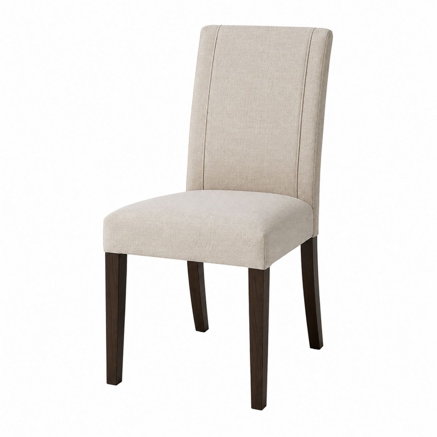 Beige Polyester Upholstered Dining Chair with Wood Legs