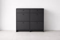 Black Wood Shoe Cabinet with Six Drawers 90x75x25 cm