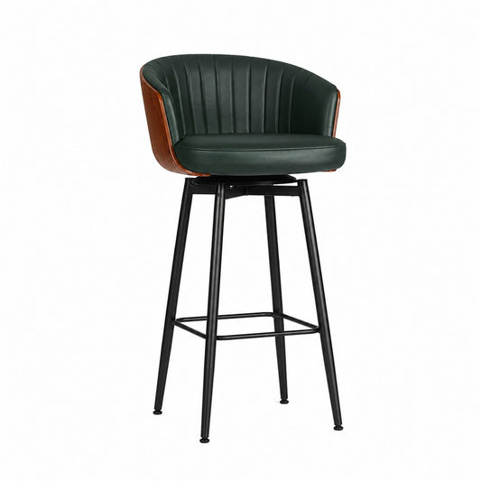 Bar Stool PU Leather Green with Metal Legs 75cm