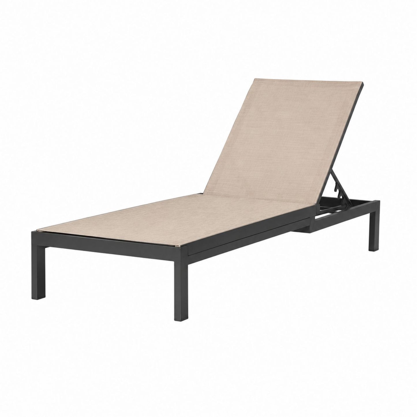 Outdoor Adjustable Aluminum Frame Sun Lounger Beige Fabric