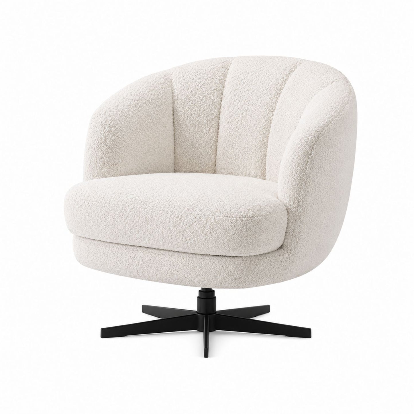 Bouclé Swivel Chair with Metal Base Cream 75cm x 85cm x 80cm